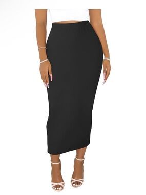 Divided Black Maxi Pencil Skirt